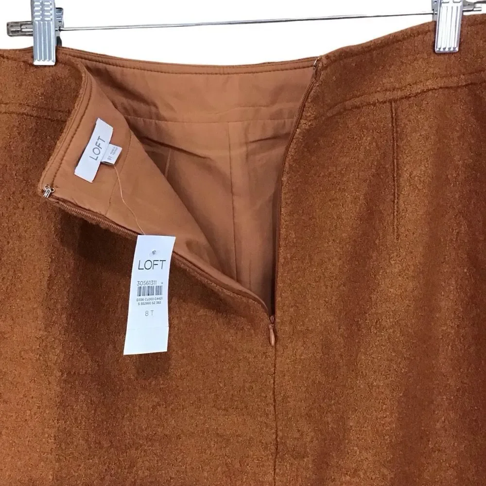 Ann Taylor‎ LOFT Skirt Lined Wool Blend Rust Mini 8T NWT